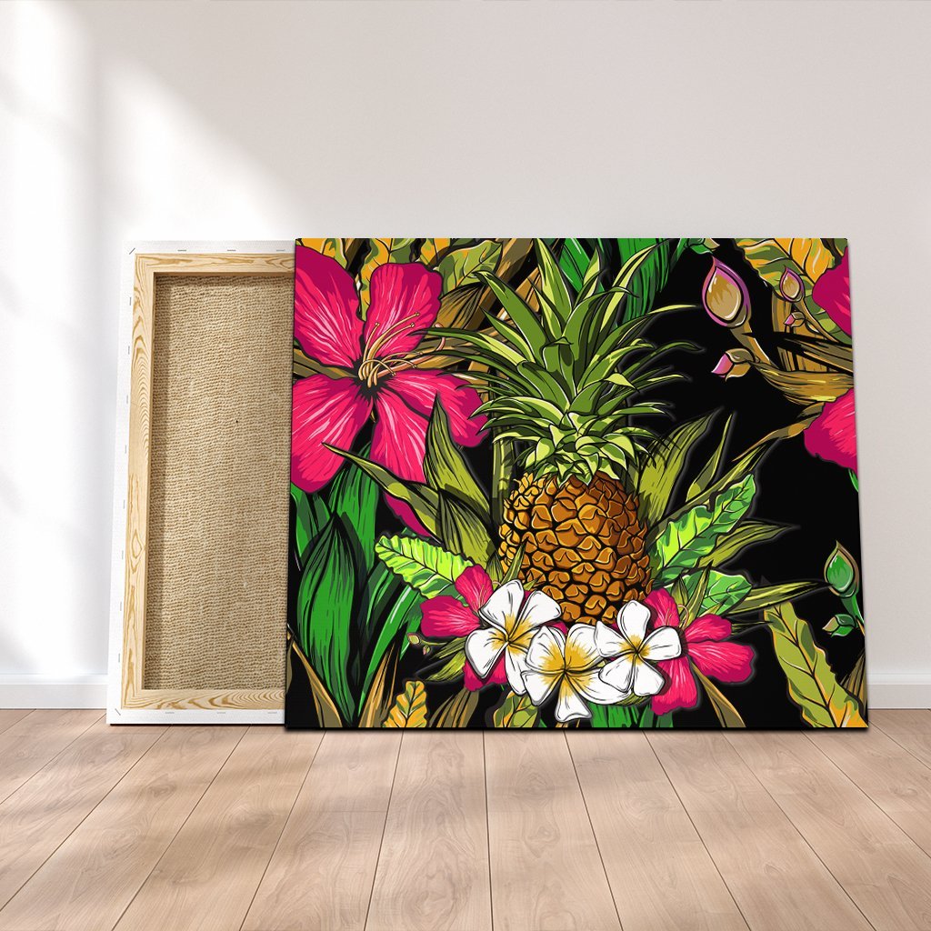 Hawaii Tropical Flowers Pineapple Canvas - AH Canvas Poly-cotton - Polynesian Pride