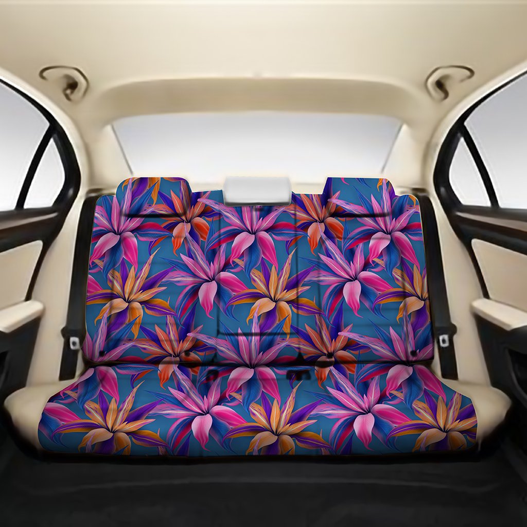 Hawaii Tropical Flowers Pink Back Seat Cover One Size Black Back Car Seat Covers - Polynesian Pride