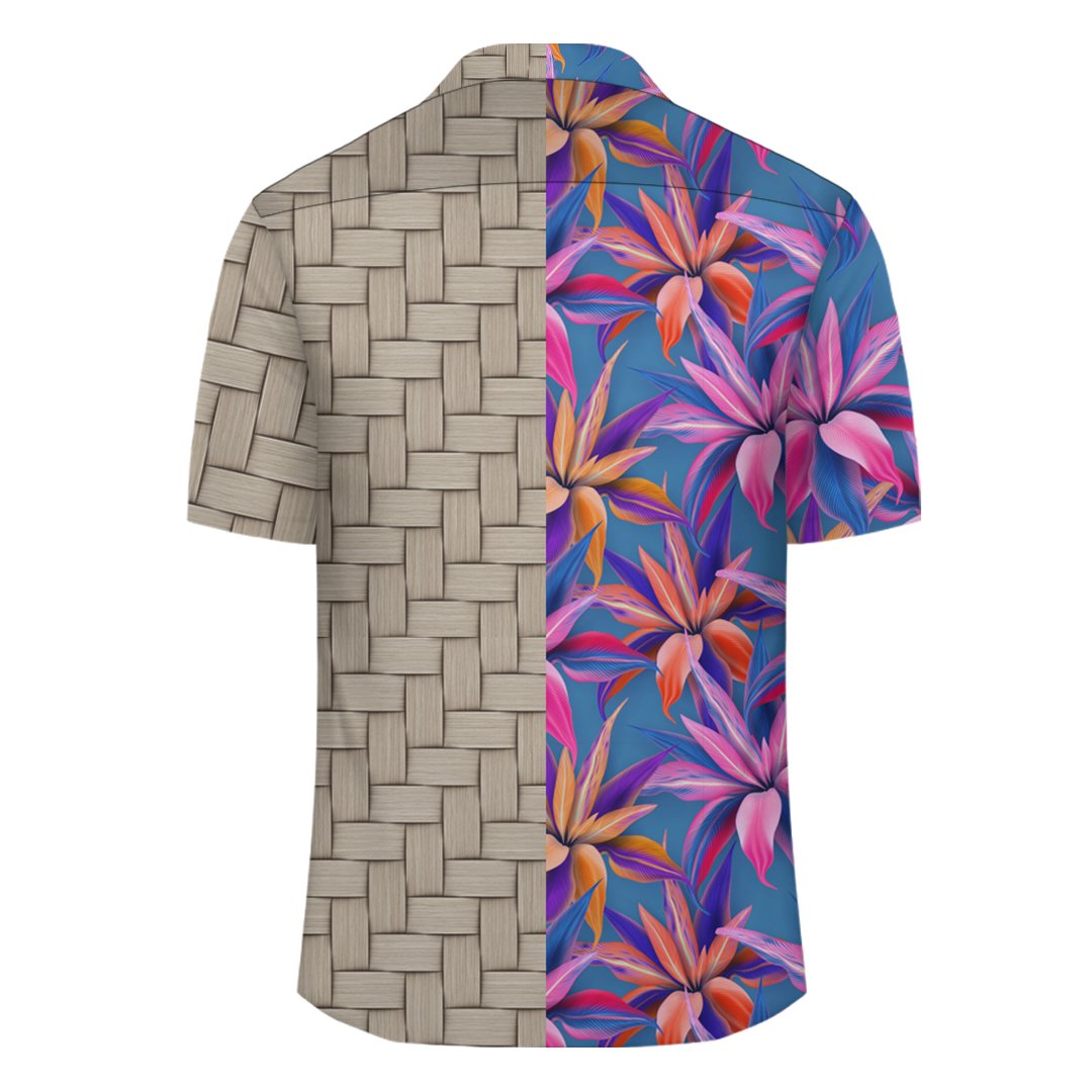 Hawaii Tropical Flowers Pink Lauhala Moiety Hawaiian Shirt - Polynesian Pride