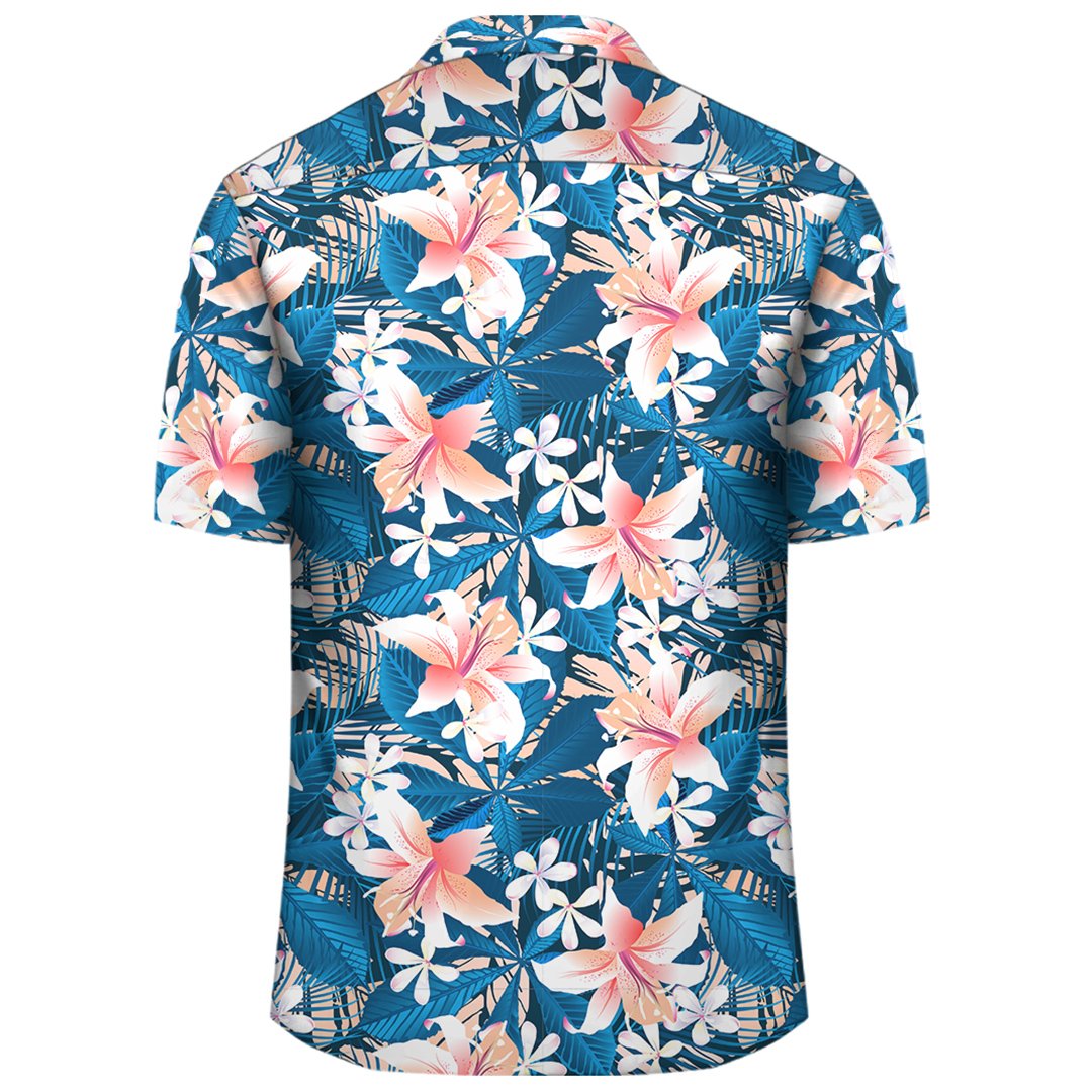 Hawaii Tropical Hibiscus Blue Hawaiian Shirt - Polynesian Pride