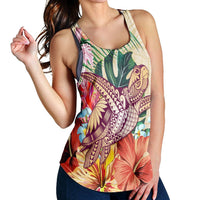 Hawaii Tropical Hibiscus Turtle Beige Racerback Tank - AH - Polynesian Pride