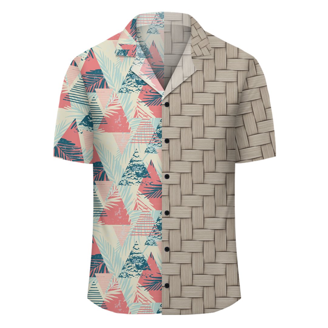 Hawaii Tropical Leaf Triangle Pattern Lauhala Moiety Hawaiian Shirt - Polynesian Pride