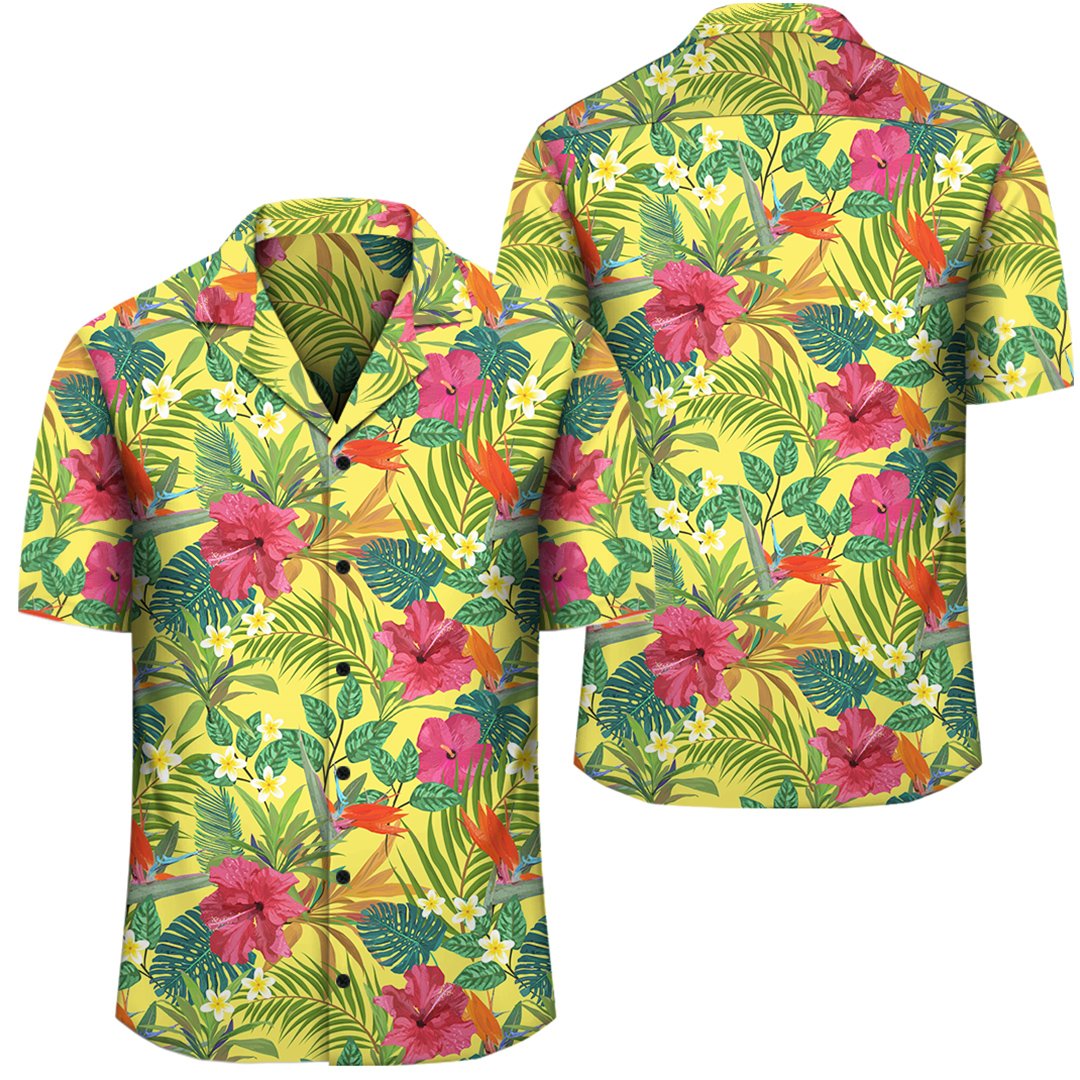 Hawaii Tropical Leaves And Flowers Hawaiian Shirt Unisex Black - Polynesian Pride