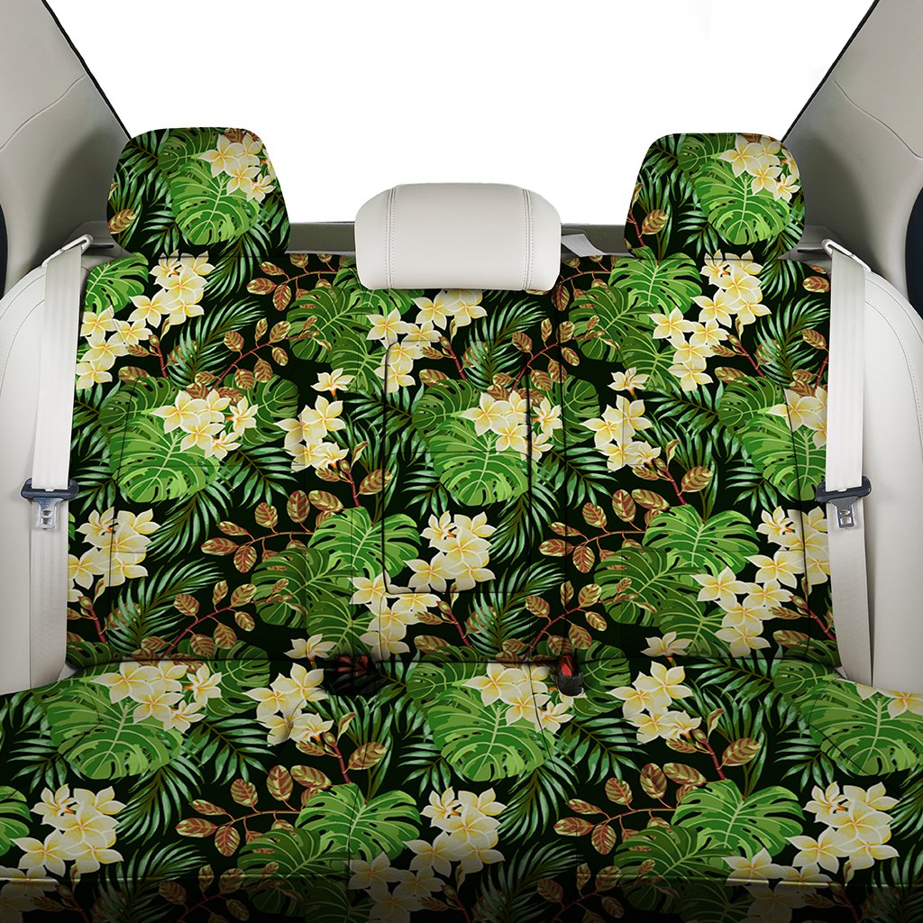 Hawaii Tropical Leaves And Plumeria Back Seat Cover - Polynesian Pride
