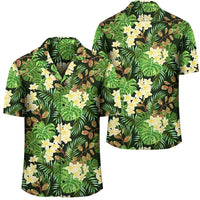 Hawaii Tropical Leaves And Plumeria Hawaiian Shirt Unisex Black - Polynesian Pride