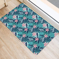 Hawaii Tropical Monstera Leaf Blue Hawaii Door Mat - Polynesian Pride