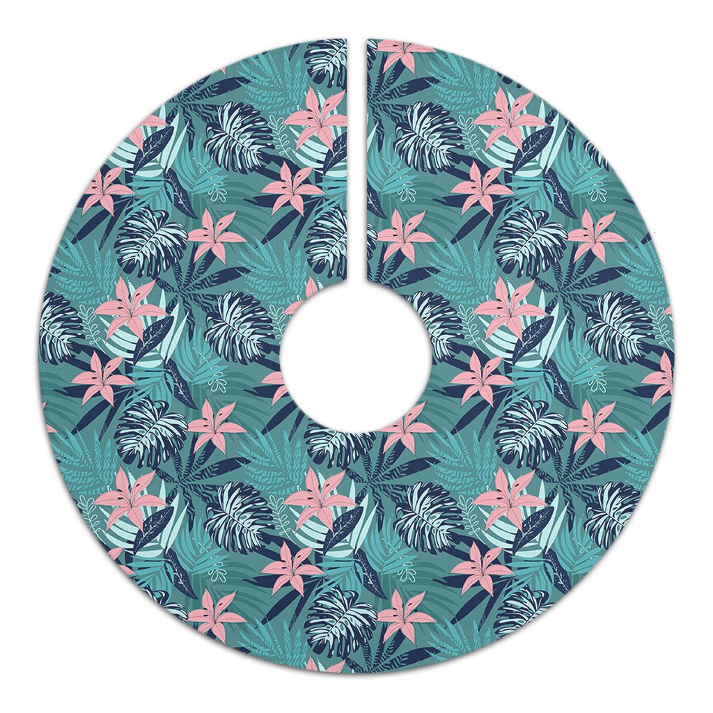 Hawaii Tropical Monstera Leaf Blue Tree Skirt - Polynesian Pride
