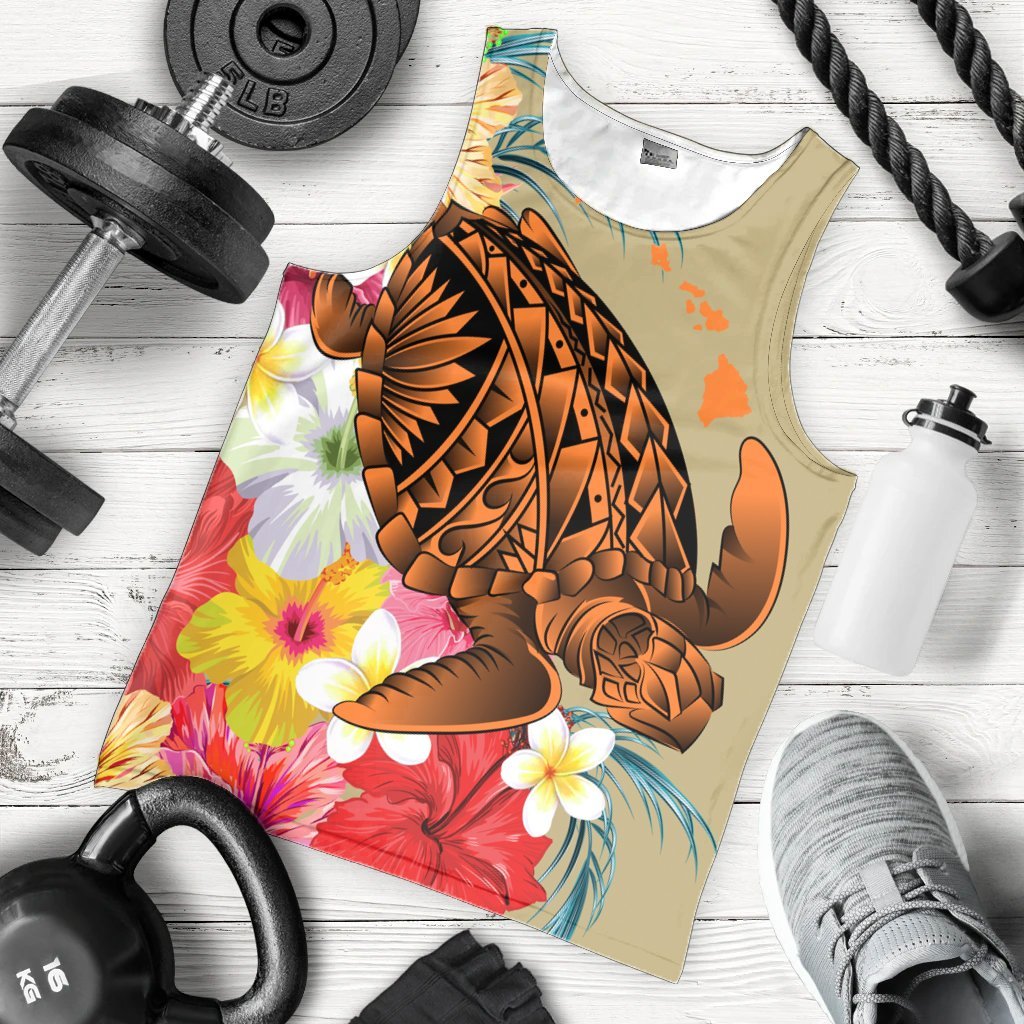 Hawaii Tropical Turtle Hibiscus And Plumeria Tank Top - AH - Polynesian Pride