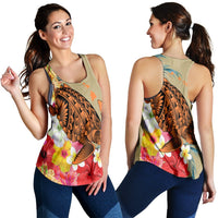 Hawaii Tropical Turtle Hibiscus And Plumeria Racerback Tank - AH Black - Polynesian Pride