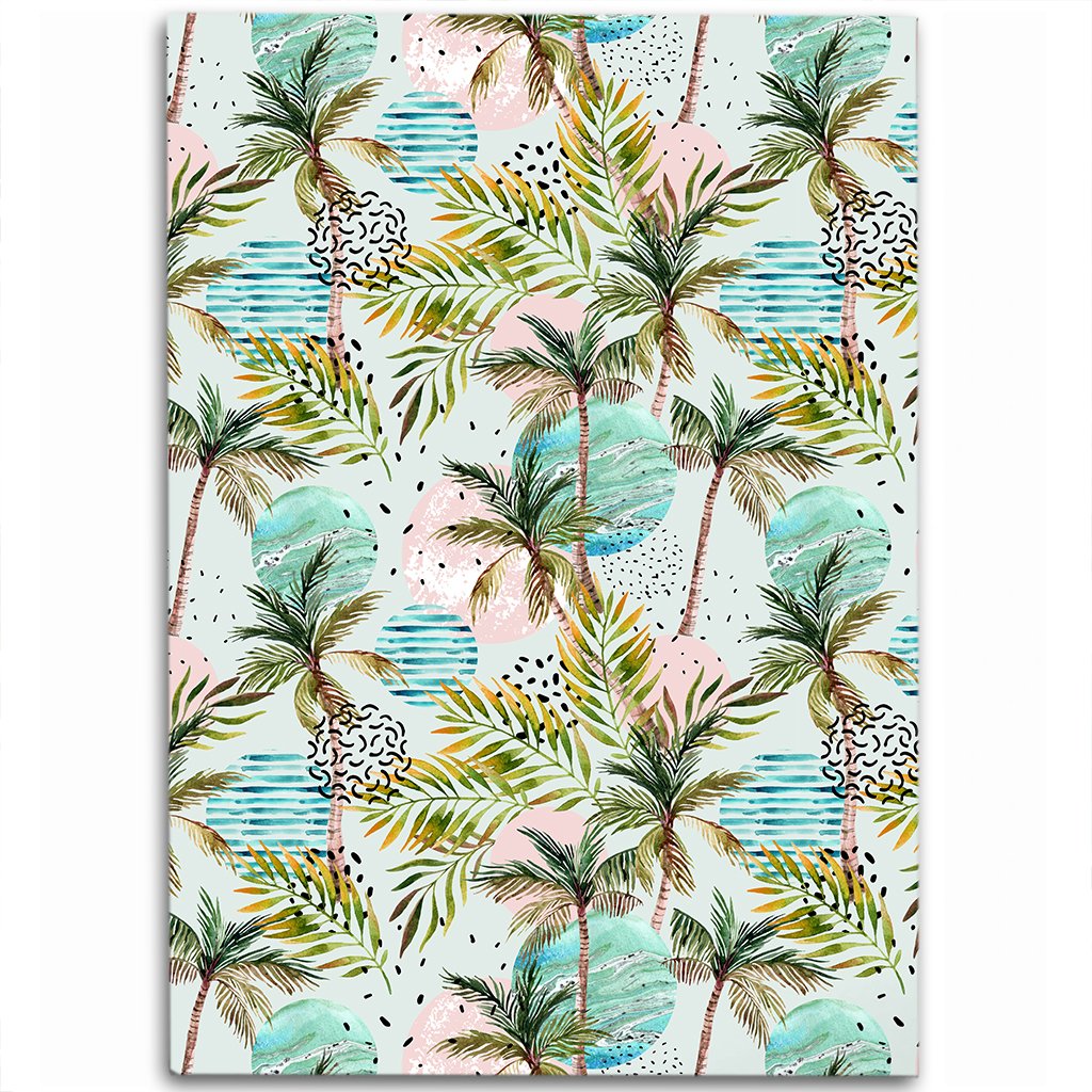 Hawaii Tropical Watercolor Palm Tree Leaf Area Rug - AH Luxurious - Polynesian Pride