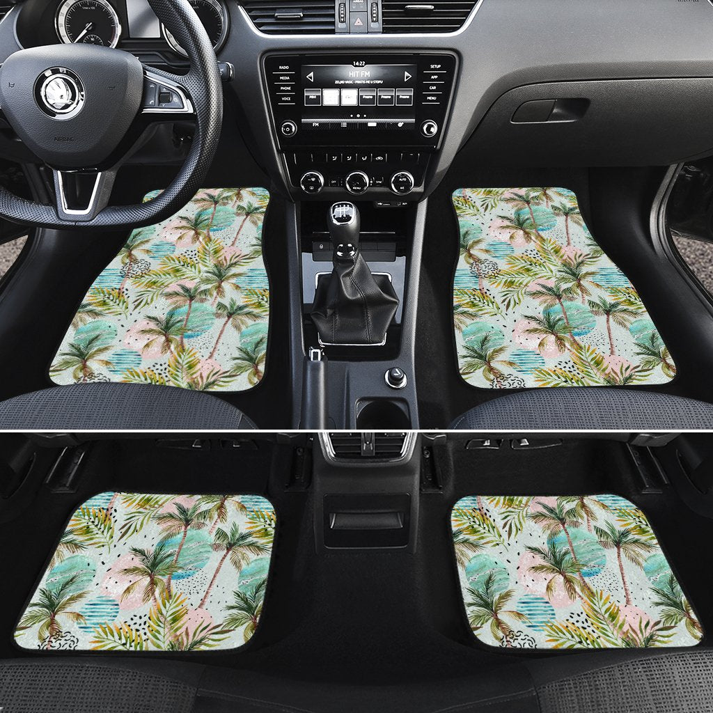 Hawaii Tropical Watercolor Palm Tree Leaf Hawaii Car Floor Mats Turquoise One Size - Polynesian Pride