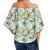Hawaii Tropical Watercolor Palm Tree Leaf Women's Off Shoulder Wrap Waist Top - AH - Polynesian Pride
