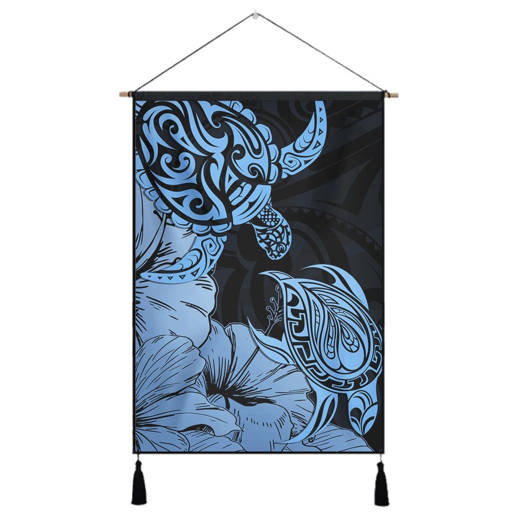 Hawaii Turtle Hanging Poster Polynesian Hibiscus Art Blue - AH Hanging Poster Cotton And Linen - Polynesian Pride