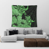 Hawaii Turtle Tapestry Polynesian Hibiscus Art Green - AH - Polynesian Pride