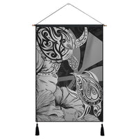 Hawaii Turtle Hanging Poster Polynesian Hibiscus Art Ver 2.0 Gray - AH Hanging Poster Cotton And Linen - Polynesian Pride