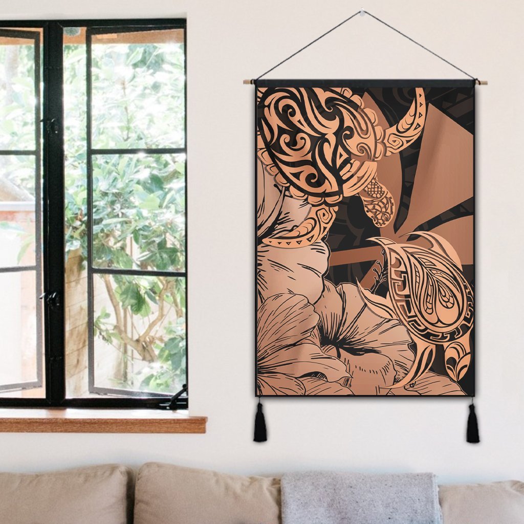 Hawaii Turtle Hanging Poster Polynesian Hibiscus Art Ver 2.0 Orange - AH - Polynesian Pride