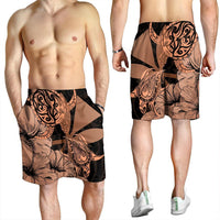 Hawaii Turtle Men's Shorts Polynesian Hibiscus Art Ver 2.0 Orange - AH - Polynesian Pride