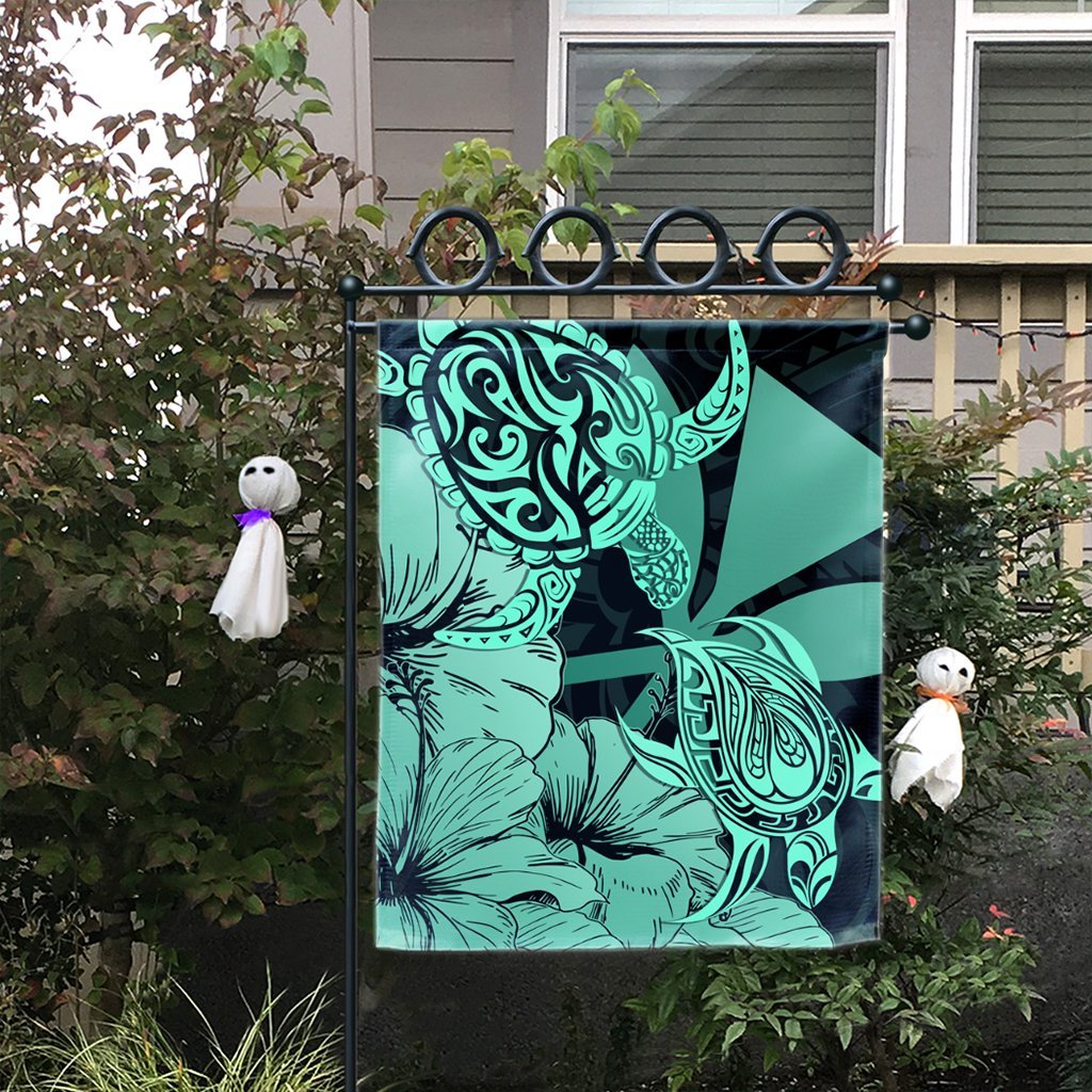 Hawaii Turtle Flag Polynesian Hibiscus Art Ver 2.0 Turquoise - AH - Polynesian Pride