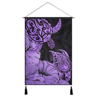 Hawaii Turtle Hanging Poster Polynesian Hibiscus Art Violet - AH Hanging Poster Cotton And Linen - Polynesian Pride