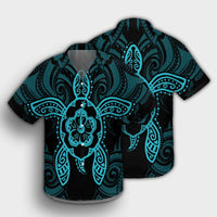 Hawaii Turtle Fixed Blue Hawaiian Shirt AH - Polynesian Pride