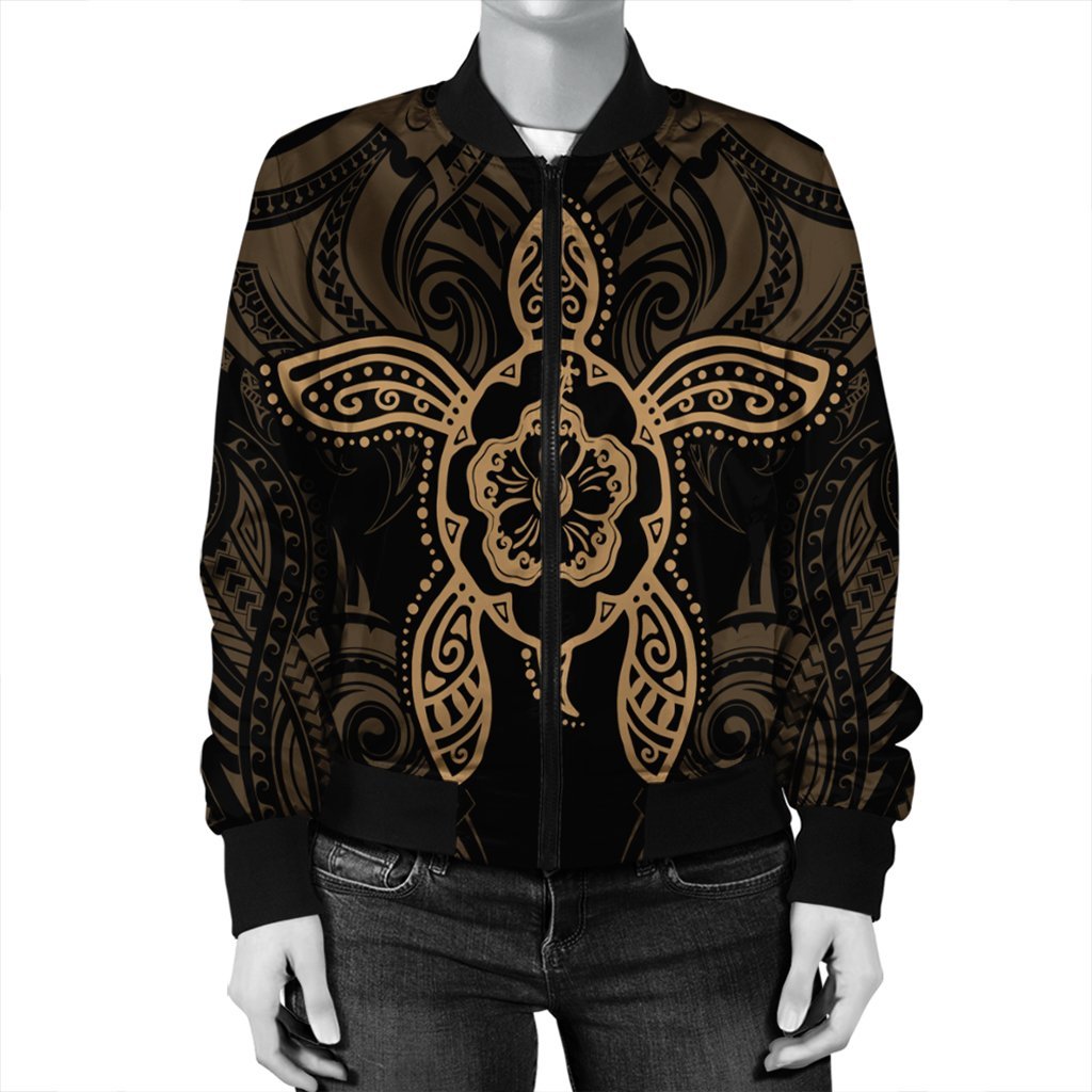 Hawaii Turtle Fixed Gold Bomber Jacket AH - Polynesian Pride