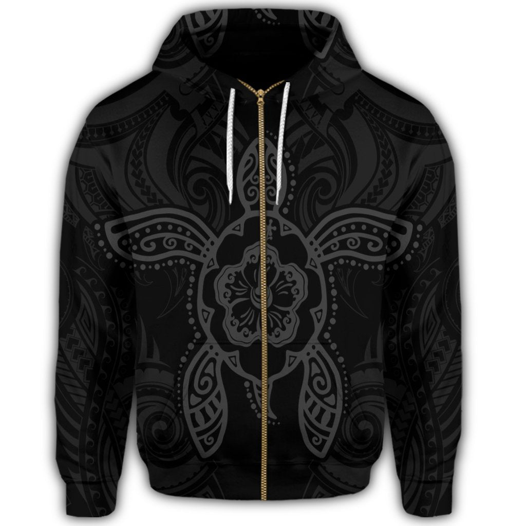 Hawaii Turtle Fixed Gray Zip Hoodie - Polynesian Pride