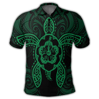 Hawaii Turtle Fixed Green Polo Shirt - Polynesian Pride