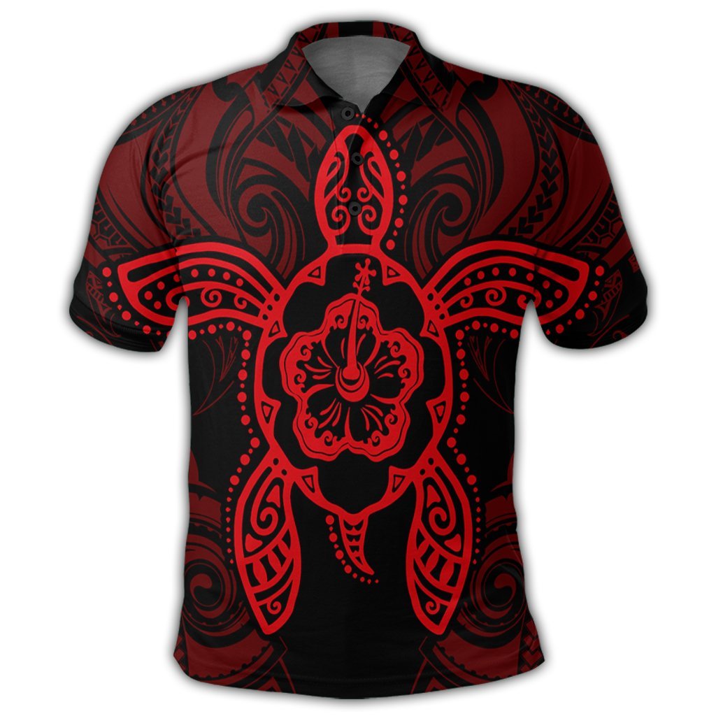 Hawaii Turtle Fixed Red Polo Shirt - Polynesian Pride