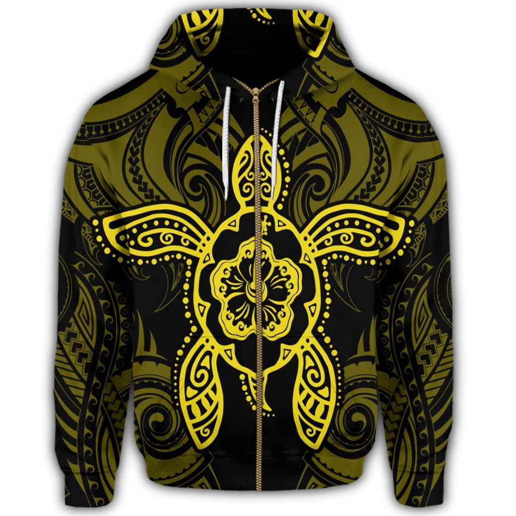 Hawaii Turtle Fixed Yellow Zip Hoodie - Polynesian Pride