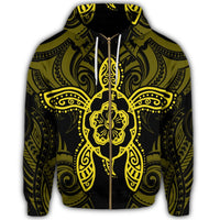 Hawaii Turtle Fixed Yellow Zip Hoodie - Polynesian Pride