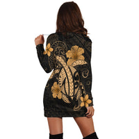 Hawaii Turtle Flower Polynesian Hoodie Dress - Gold - AH - Polynesian Pride