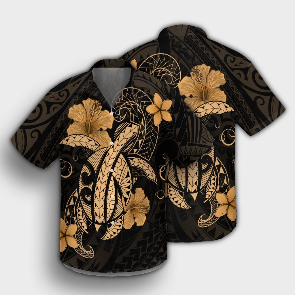 Hawaii Turtle Flower Polynesian Hawaiian Shirt - Gold - AH - Polynesian Pride