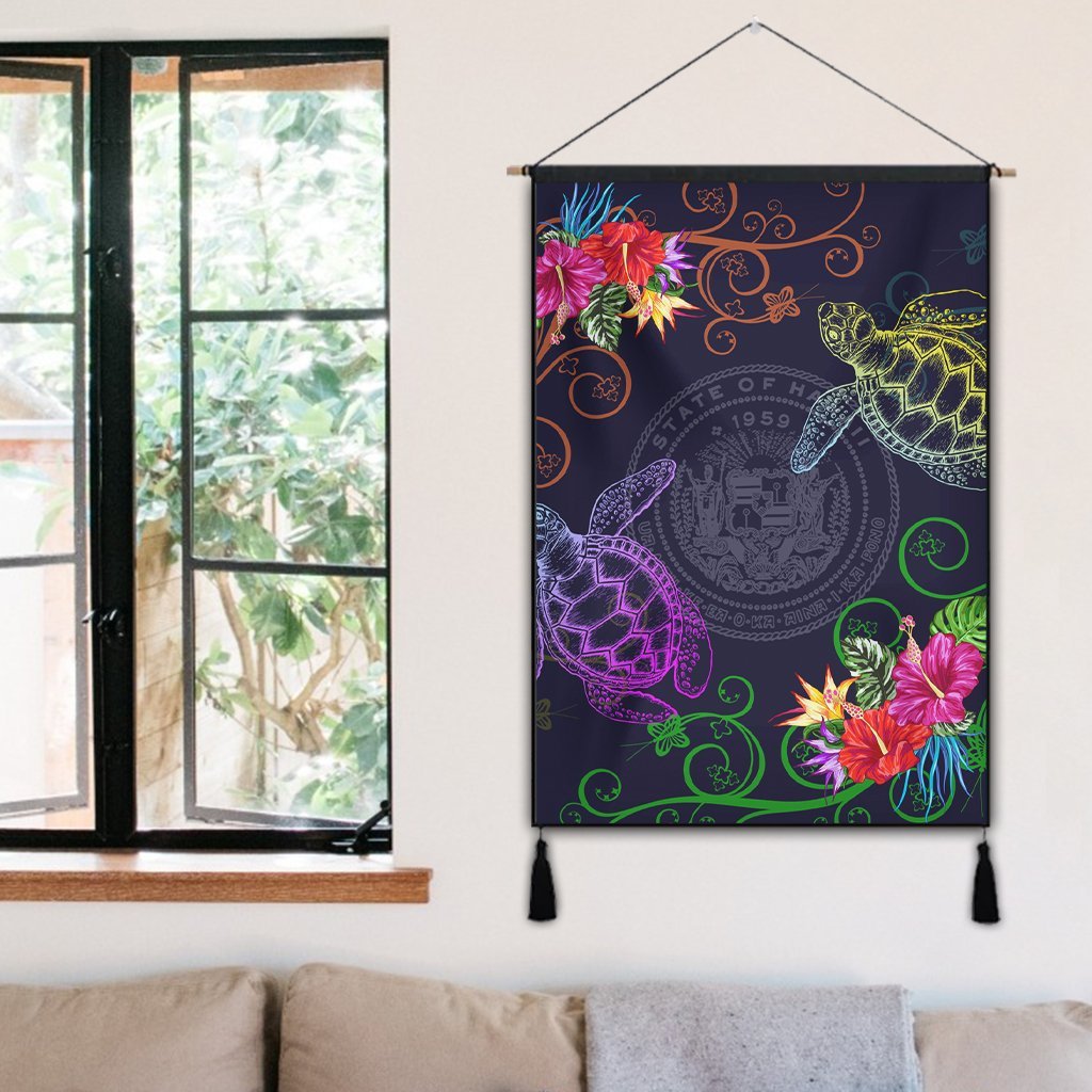 Hawaii Turtle Hibiscus Hanging Poster - Day Style - AH - Polynesian Pride