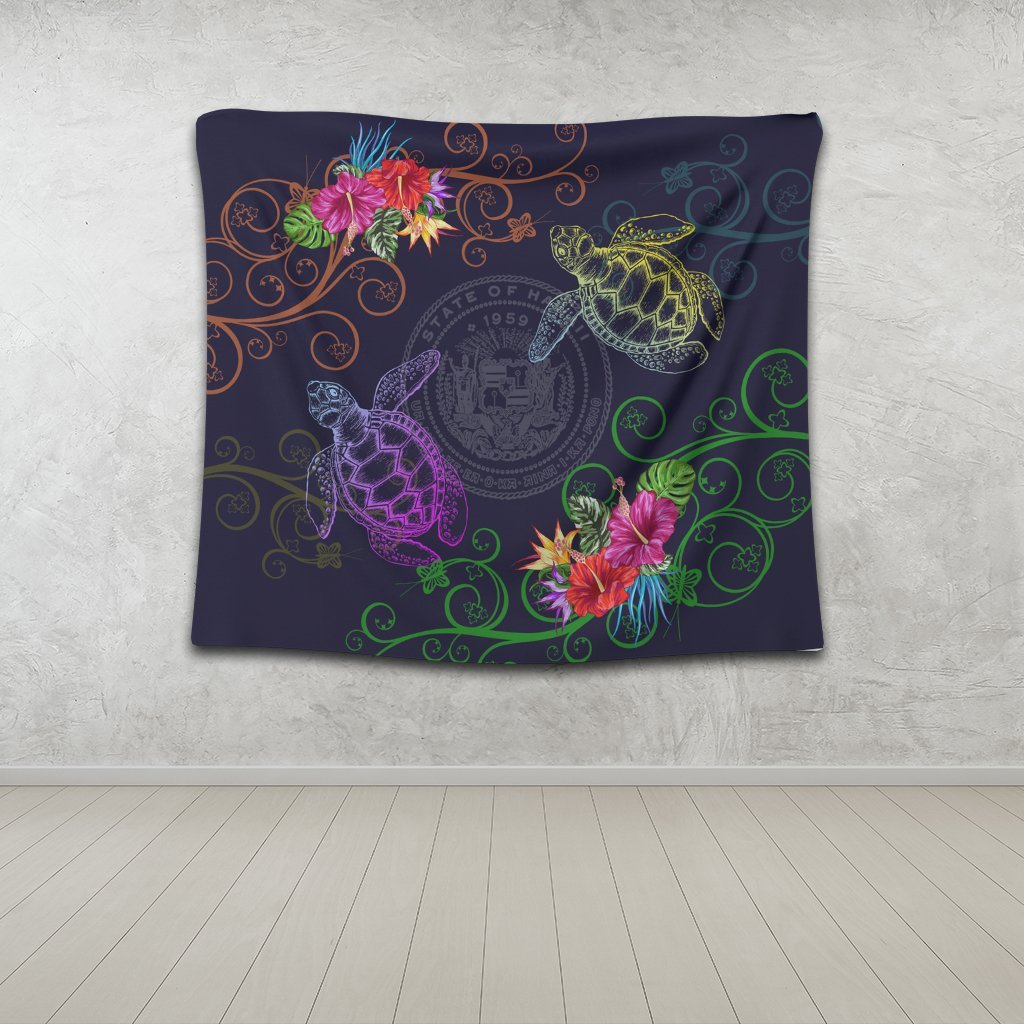 Hawaii Turtle Hibiscus Tapestry - Day Style - AH - Polynesian Pride