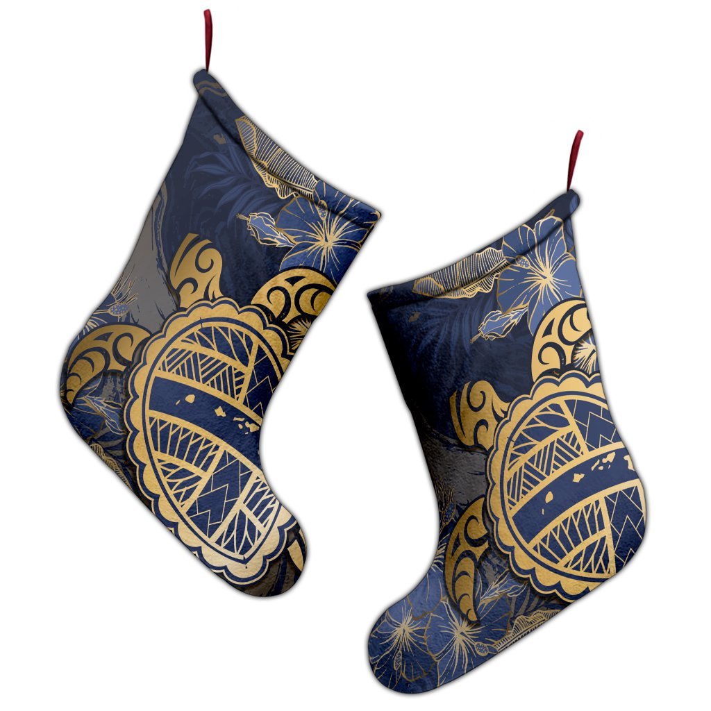 Hawaii Turtle Hibiscus Gold Christmas Stocking - Kyn Style - AH - Polynesian Pride