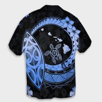 Hawaii Turtle Hibiscus Map Polynesian Hawaiian Shirt Blue - AH - Polynesian Pride