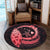 Hawaii Turtle Hibiscus Map Polynesian Round Carpet Red - AH - Polynesian Pride