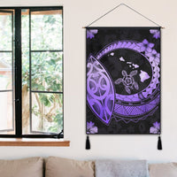 Hawaii Turtle Hibiscus Map Polynesian Hanging Poster Violet - AH - Polynesian Pride