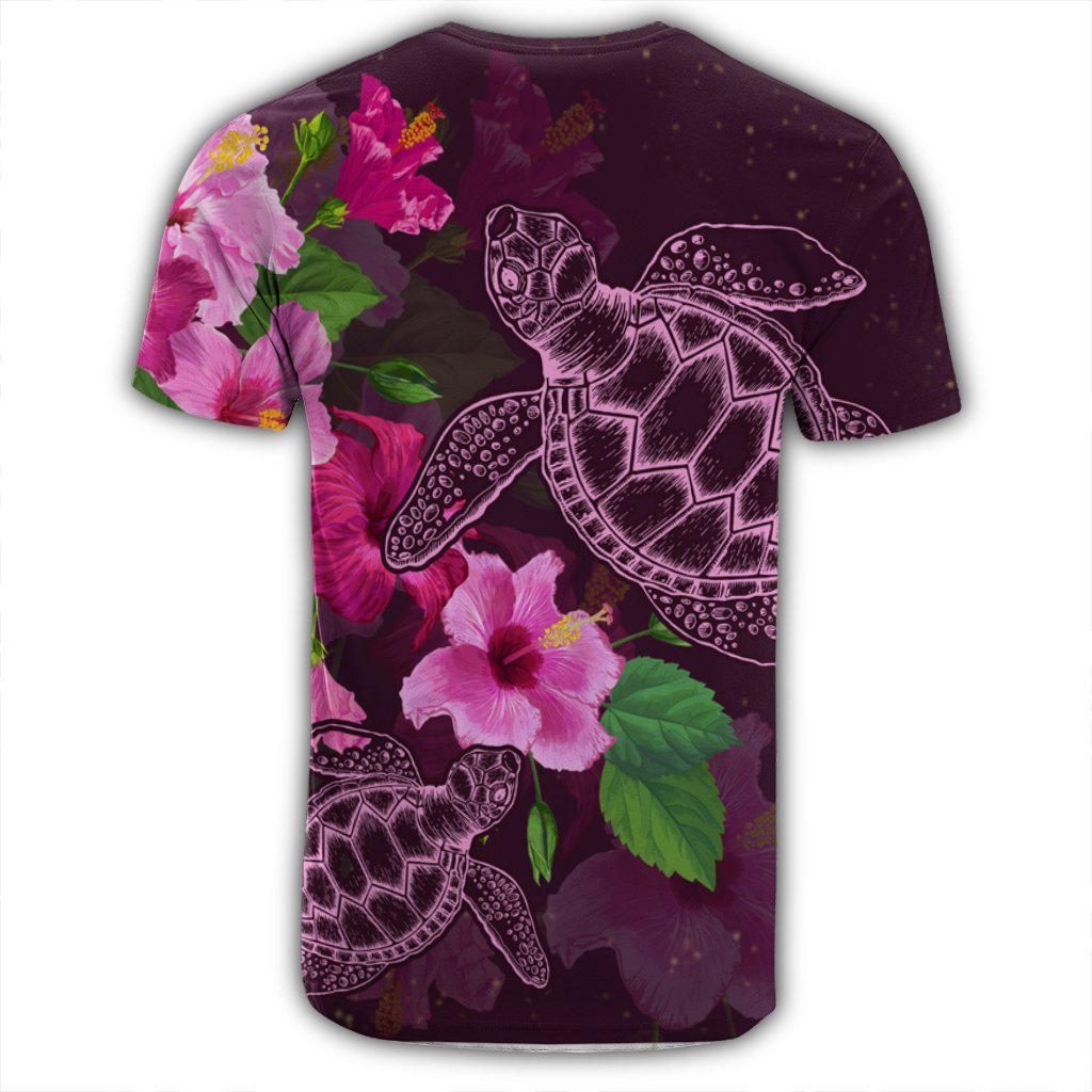 Hawaii Turtle Hibiscus Pink Simple T Shirt - Polynesian Pride