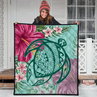 Hawaii Turtle Hibiscus Plumeria Premium Quilts - Hug Style - AH - Polynesian Pride