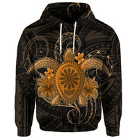 Custom Hawaii Turtle Hibiscus Polynesian Hoodie Full Style Gold - Polynesian Pride