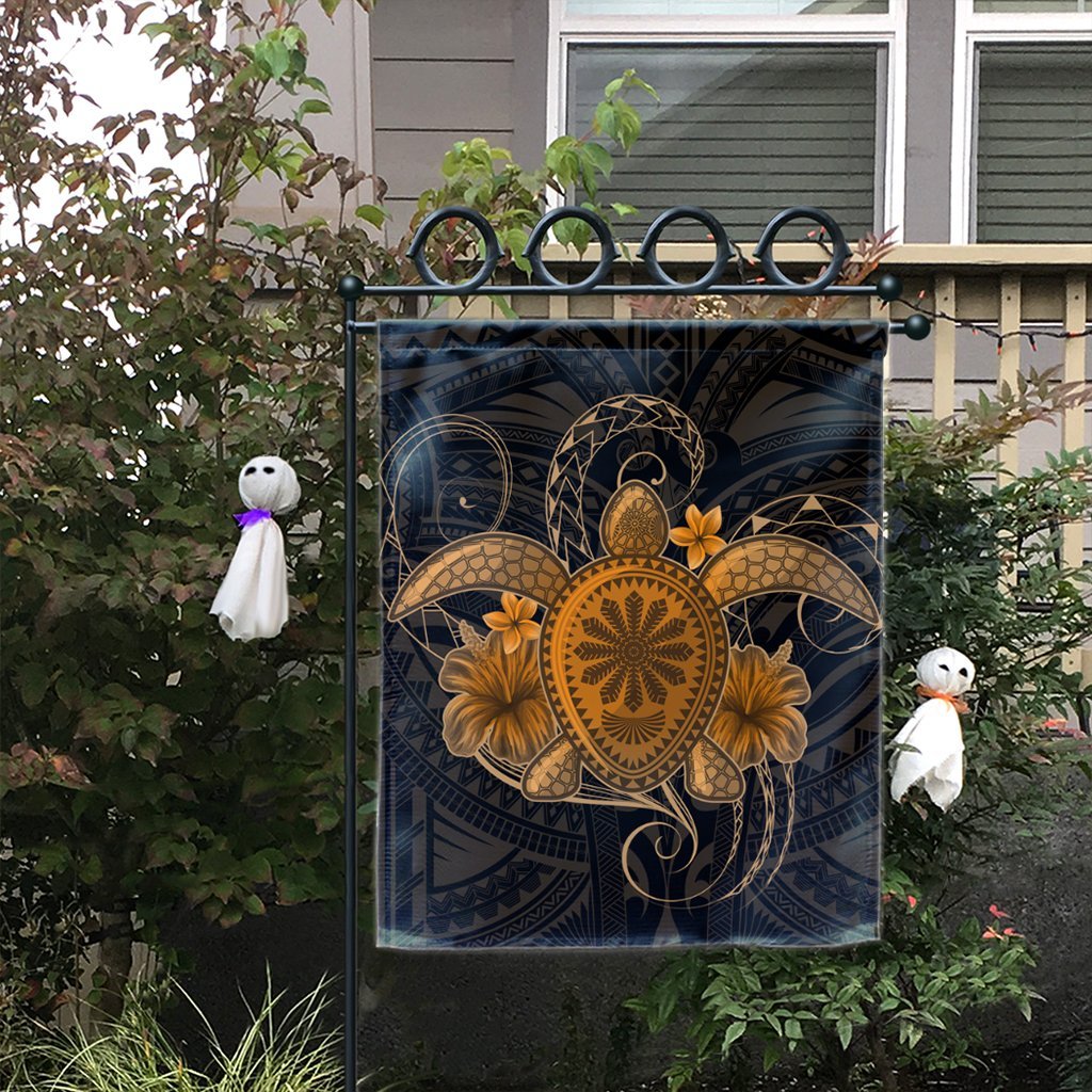 Hawaii Turtle Hibiscus Polynesian Flag - Full Style - Gold - AH - Polynesian Pride