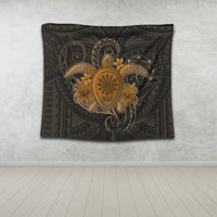 Hawaii Turtle Hibiscus Polynesian Tapestry - Full Style - Gold - AH - Polynesian Pride
