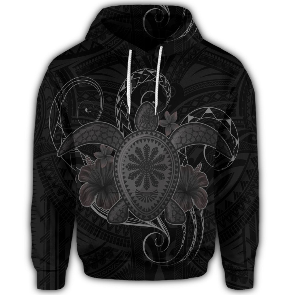 Hawaiian Turtle Hibiscus Polynesian Hoodie Full Style Gray - Polynesian Pride