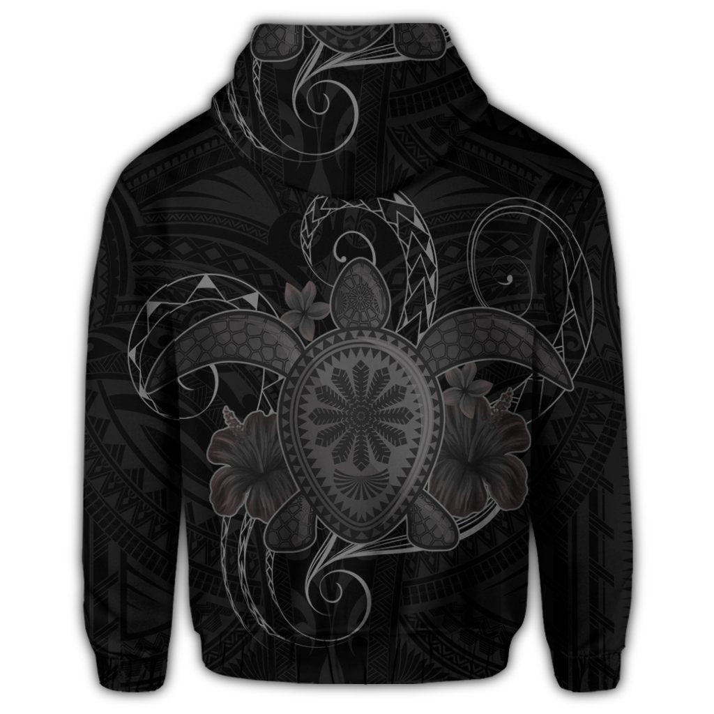 Hawaii Turtle Hibiscus Polynesian Zip Hoodie Full Style Gray - Polynesian Pride