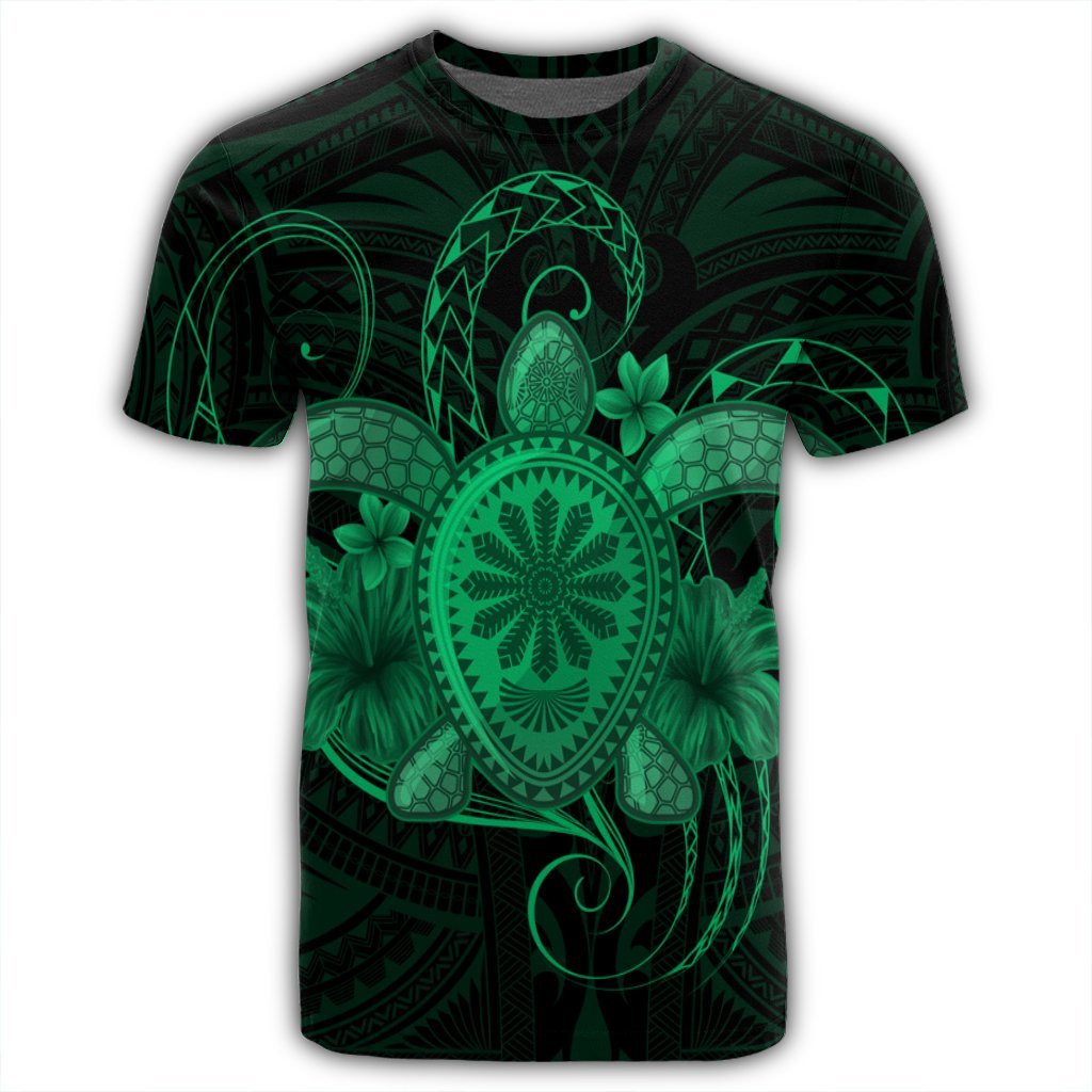 Hawaii Turtle Hibiscus Polynesian T Shirt Full Style Green - Polynesian Pride