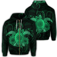 Hawaii Turtle Hibiscus Polynesian Zip Hoodie Full Style Green Unisex Art - Polynesian Pride