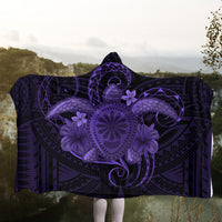 Hawaii Turtle Hibiscus Polynesian Hooded Blanket - Full Style - Purple - AH - Polynesian Pride