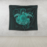 Hawaii Turtle Hibiscus Polynesian Tapestry - Full Style - Turquoise - AH - Polynesian Pride