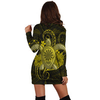 Hawaii Turtle Hibiscus Polynesian Hoodie Dress - Full Style - Yellow - AH - Polynesian Pride